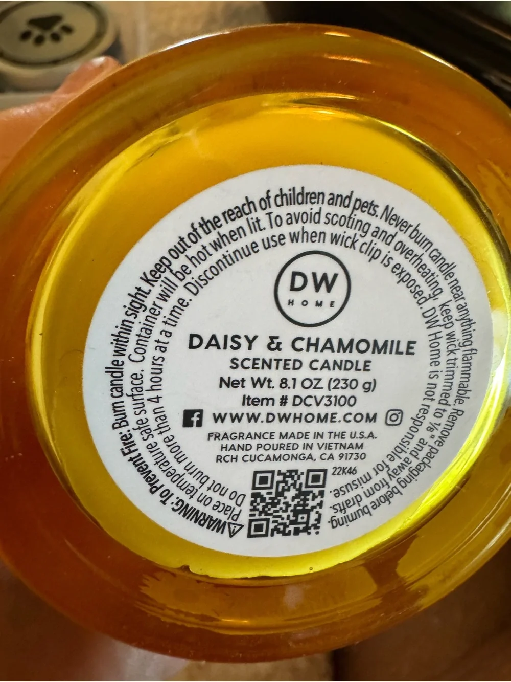 DW Home Daisy & Chamomile Scented Candle - Yellow Francesca
